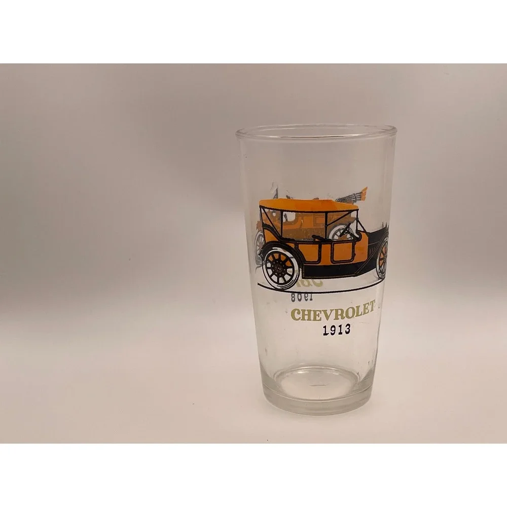 Vtg Hazel Atlas Old Timers Antique Car Glasses Set 4 Mid Century Barware 12oz